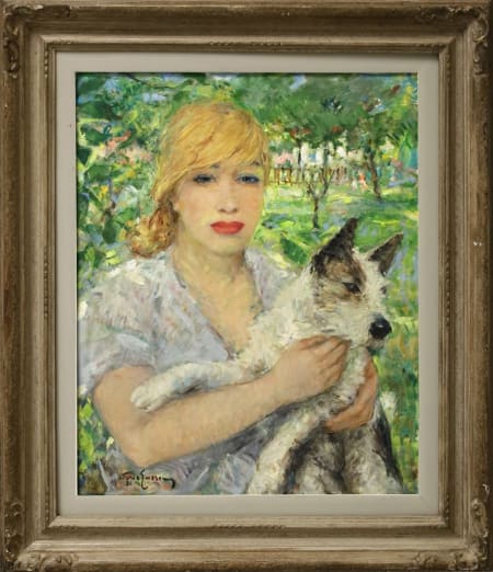 Vittorio Gussoni — Donna con cane